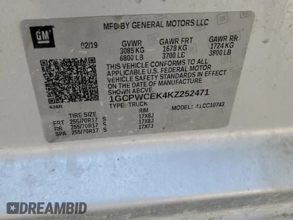✅ 2019 Chevrolet Silverado 1500 LT • VIN: 1GCPWCEK4KZ252471 • Lot: 67299875. Wystawiony na Copart z przebiegiem 109 408 mil. Bezpłatny archiwum sprzedaży aukcyjnych z USA i szczegółowy raport historii pojazdu na DreamBid. Zdjęcie 13.