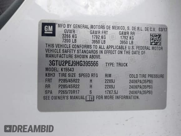 ✅ 2017 GMC Sierra 1500 Denali • VIN: 3GTU2PEJ9HG395566 • Lot: 43288882. Listed on IAAI with 87,680 mi. Free auction sales archive from the USA and detailed vehicle history report at DreamBid. Image 9.