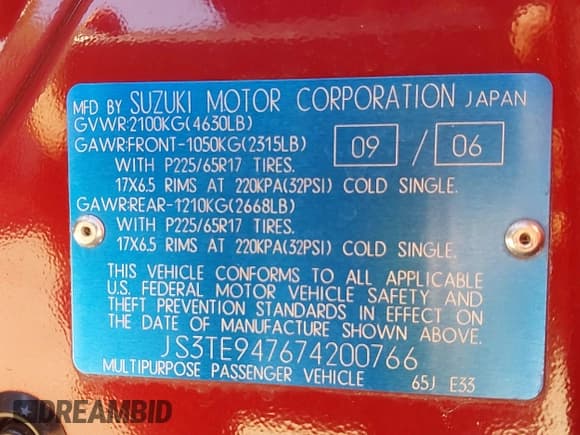 ✅ 2007 Suzuki Grand Vitara Luxury • VIN: JS3TE947674200766 • Lot: 41672063. Wystawiony na IAAI z przebiegiem 158 866 mil. Bezpłatny archiwum sprzedaży aukcyjnych z USA i szczegółowy raport historii pojazdu na DreamBid. Zdjęcie 9.