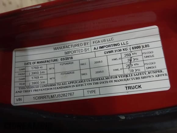 ✅ 2018 Ram 1500 Big Horn • VIN: 1C6RR7LM7JS282767 • Lot: 41395423. Listed on IAAI with 143,088 mi. Free auction sales archive from the USA and detailed vehicle history report at DreamBid. Image 9.