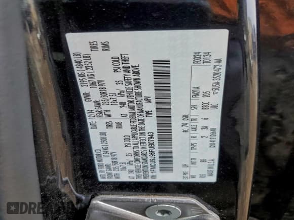 ✅ 2015 Ford Escape Titanium • VIN: 1FMCU9J96FUB07943 • Lot: 93899095. Listed on Copart with 95,751 mi. Free auction sales archive from the USA and detailed vehicle history report at DreamBid. Image 13.