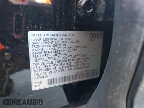 ✅ 2017 Audi Q7 Premium • VIN: WA1AHAF70HD040178 • Lot: 89881835. Listed on Copart with 111,642 mi. Free auction sales archive from the USA and detailed vehicle history report at DreamBid. Image 13.