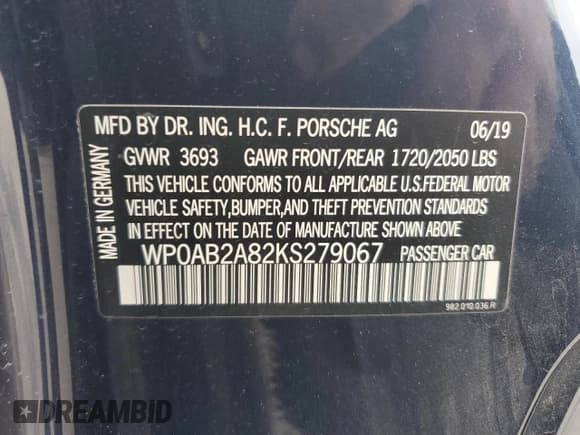 ✅ 2019 Porsche 718 Cayman S • VIN: WP0AB2A82KS279067 • Lot: 56923935. Listed on Copart with 39,425 mi. Free auction sales archive from the USA and detailed vehicle history report at DreamBid. Image 13.