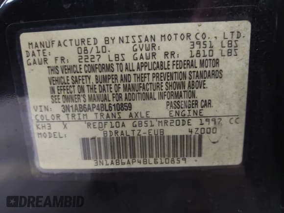 ✅ 2011 Nissan Sentra S • VIN: 3N1AB6AP4BL610859 • Lot: 43181612. Wystawiony na IAAI z przebiegiem 194 284 mil. Bezpłatny archiwum sprzedaży aukcyjnych z USA i szczegółowy raport historii pojazdu na DreamBid. Zdjęcie 9.