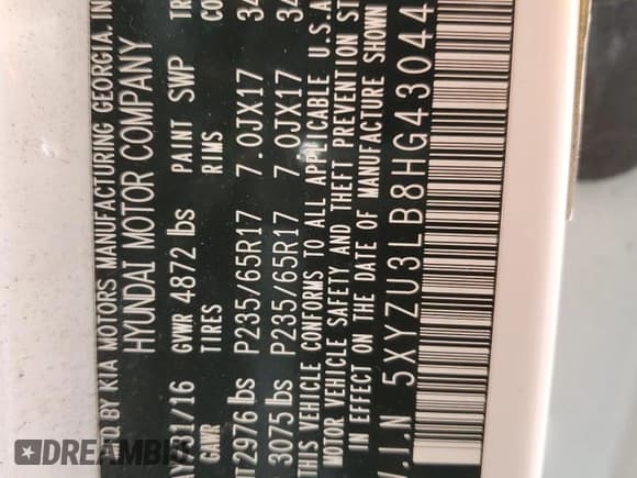 ✅ 2017 Hyundai Santa Fe 2.4L • VIN: 5XYZU3LB8HG430441 • Лот: 90529985. Опубликован ранее на Copart с пробегом 175 071 миль. Бесплатный доступ к архиву аукционных продаж из США и подробный отчёт об истории автомобиля на DreamBid. Изображение 13.