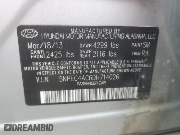 ✅ 2013 Hyundai Sonata SE • VIN: 5NPEC4AC6DH714026 • Lot: 72603954. Wystawiony na Copart z przebiegiem 111 772 mil. Bezpłatny archiwum sprzedaży aukcyjnych z USA i szczegółowy raport historii pojazdu na DreamBid. Zdjęcie 14.