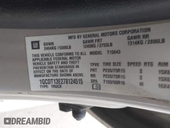 ✅ 2007 Chevrolet Colorado 2LT • VIN: 1GCDT13E278124515 • Лот: 43691445. Опубликован ранее на IAAI с пробегом 143 666 миль. Бесплатный доступ к архиву аукционных продаж из США и подробный отчёт об истории автомобиля на DreamBid. Изображение 9.