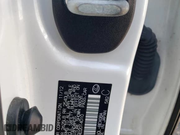 ✅ 2013 Lexus ES 300h • VIN: JTHBW1GG4D2014010 • Lot: 65074185. Listed on Copart with 136,678 mi. Free auction sales archive from the USA and detailed vehicle history report at DreamBid. Image 12.