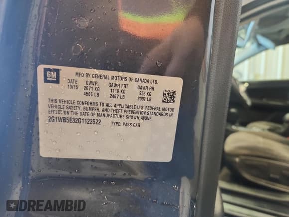 ✅ 2016 Chevrolet Impala LT • VIN: 2G1WB5E32G1123522 • Лот: 89902025. Опубликован ранее на Copart с пробегом 88 277 миль. Бесплатный доступ к архиву аукционных продаж из США и подробный отчёт об истории автомобиля на DreamBid. Изображение 12.