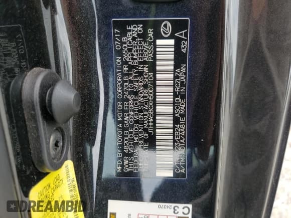 ✅ 2017 Lexus RC 200t • VIN: JTHHA5BCXH5007104 • Lot: 67649815. Listed on Copart with 68,542 mi. Free auction sales archive from the USA and detailed vehicle history report at DreamBid. Image 12.