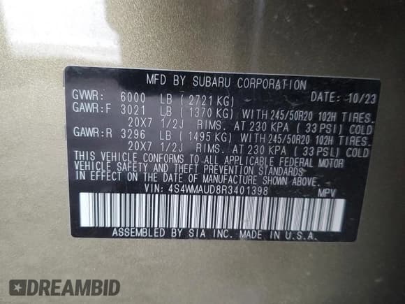 ✅ 2024 Subaru Ascent Limited • VIN: 4S4WMAUD8R3401398 • Lot: 87232535. Listed on Copart with 19,797 mi. Free auction sales archive from the USA and detailed vehicle history report at DreamBid. Image 13.