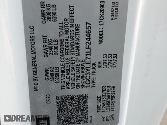 ✅ 2020 Chevrolet Silverado 2500HD Work Truck • VIN: 1GC3YLE71LF244657 • Лот: 52117155. Опубликован ранее на Copart с пробегом 199 533 миль. Бесплатный доступ к архиву аукционных продаж из США и подробный отчёт об истории автомобиля на DreamBid. Изображение 12.