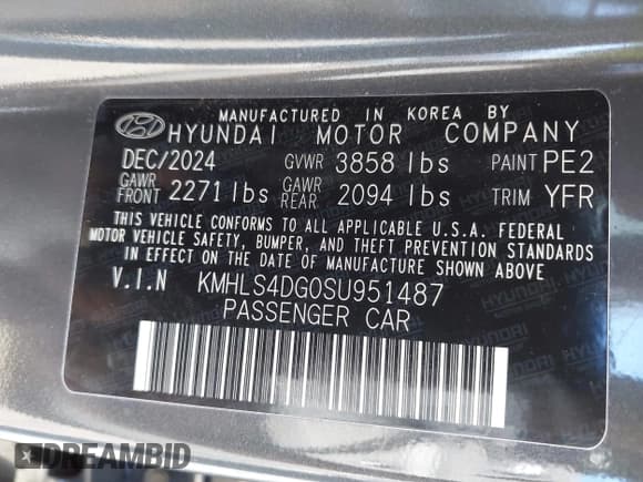 ✅ 2025 Hyundai Elantra SEL Convenience • VIN: KMHLS4DG0SU951487 • Лот: 43623170. Опубликован ранее на IAAI с пробегом 19 172 миль. Бесплатный доступ к архиву аукционных продаж из США и подробный отчёт об истории автомобиля на DreamBid. Изображение 9.