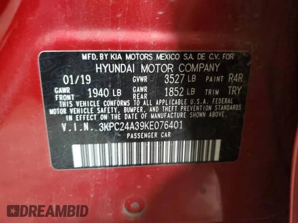 2019 Hyundai Accent SE with VIN 3KPC24A39KE076401, listed as a Copart auction lot 87007435 with 169,150 mi miles and Clean title. Bid and sale history available at DreamBid. Image 12.