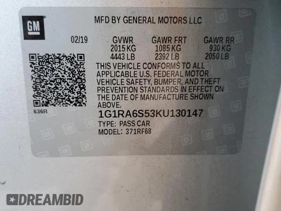 ✅ 2019 Chevrolet Volt LT • VIN: 1G1RA6S53KU130147 • Lot: 79363634. Wystawiony na Copart z przebiegiem 64 816 mil. Bezpłatny archiwum sprzedaży aukcyjnych z USA i szczegółowy raport historii pojazdu na DreamBid. Zdjęcie 14.