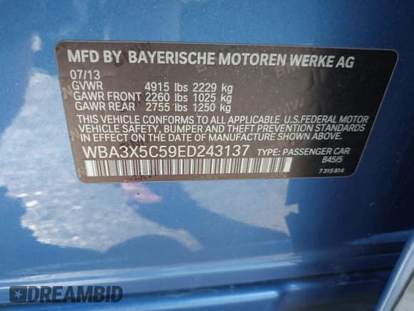 ✅ 2014 BMW 3 Series 328i Gran Turismo xDrive • VIN: WBA3X5C59ED243137 • Лот: 43232106. Опубликован ранее на IAAI с пробегом 137 168 миль. Бесплатный доступ к архиву аукционных продаж из США и подробный отчёт об истории автомобиля на DreamBid. Изображение 9.