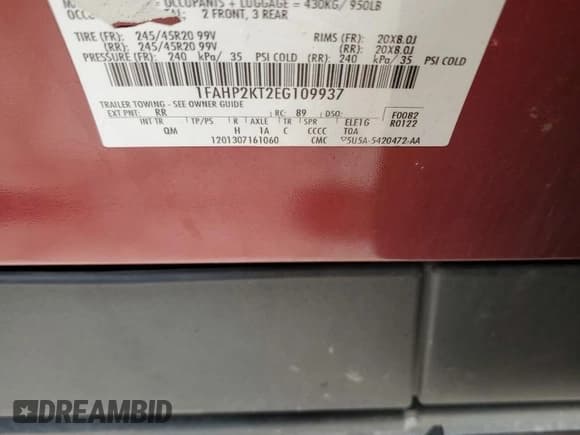 ✅ 2014 Ford Taurus SHO • VIN: 1FAHP2KT2EG109937 • Lot: 81035795. Wystawiony na Copart z przebiegiem 116 243 mil. Bezpłatny archiwum sprzedaży aukcyjnych z USA i szczegółowy raport historii pojazdu na DreamBid. Zdjęcie 12.