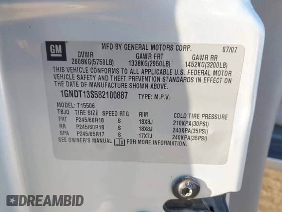 2008 Chevrolet TrailBlazer Fleet 2FL с VIN 1GNDT13S582100887, выставлен на аукционе IAAI как лот 43569333 с пробегом 196 227 миль миль и . История ставок и продаж доступна на DreamBid. Изображение 9.