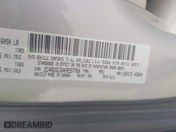 ✅ 2019 Dodge Grand Caravan SXT • VIN: 2C4RDGCG4KR557760 • Лот: 43301013. Опубликован ранее на IAAI с пробегом 96 666 миль. Бесплатный доступ к архиву аукционных продаж из США и подробный отчёт об истории автомобиля на DreamBid. Изображение 9.