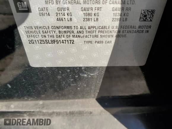 ✅ 2015 Chevrolet Impala LS • VIN: 2G11Z5SL8F9147172 • Лот: 76339994. Опубликован ранее на Copart с пробегом 217 943 миль. Бесплатный доступ к архиву аукционных продаж из США и подробный отчёт об истории автомобиля на DreamBid. Изображение 12.