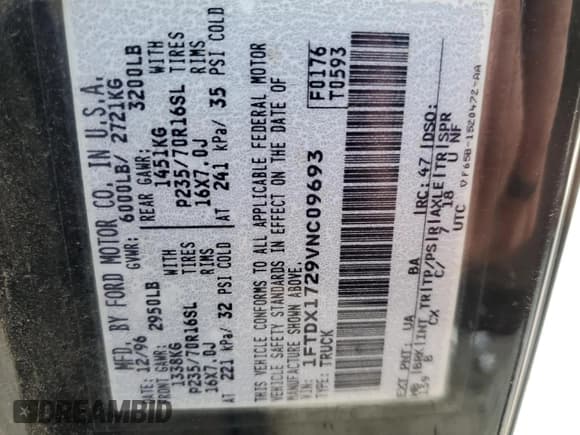 ✅ 1997 Ford F-150 • VIN: 1FTDX1729VNC09693 • Lot: 52196165. Wystawiony na Copart z przebiegiem 189 426 mil. Bezpłatny archiwum sprzedaży aukcyjnych z USA i szczegółowy raport historii pojazdu na DreamBid. Zdjęcie 13.