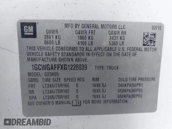 ✅ 2016 Chevrolet Express Cargo • VIN: 1GCWGAFFXG1226039 • Lot: 43720706. Listed on IAAI with 128,789 mi. Free auction sales archive from the USA and detailed vehicle history report at DreamBid. Image 9.