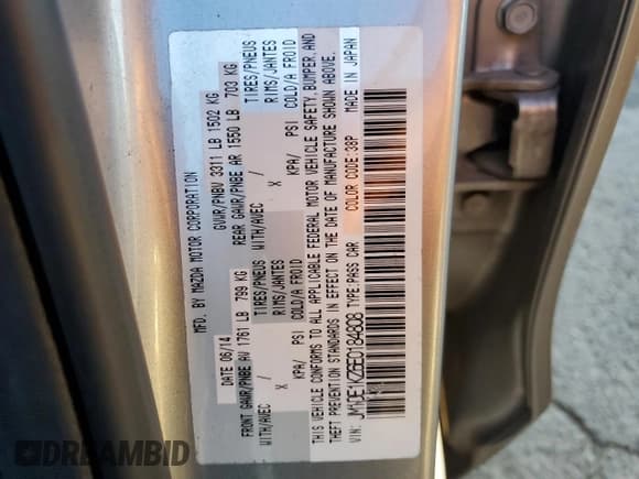 ✅ 2014 Mazda 2 Sport • VIN: JM1DE1KZ6E0184808 • Lot: 83399384. Wystawiony na Copart z przebiegiem 96 866 mil. Bezpłatny archiwum sprzedaży aukcyjnych z USA i szczegółowy raport historii pojazdu na DreamBid. Zdjęcie 12.