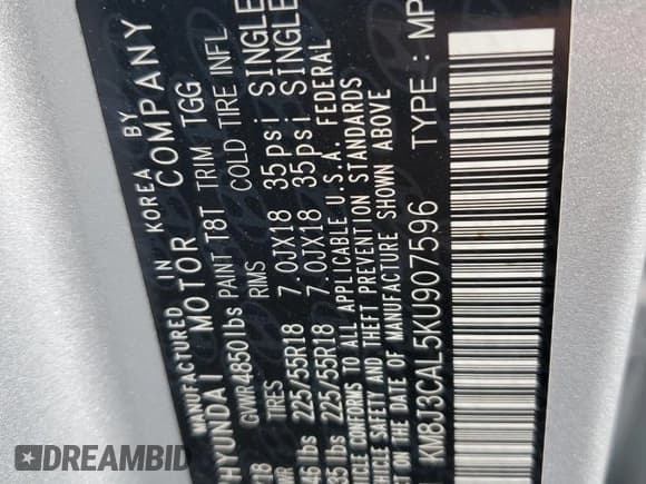 ✅ 2019 Hyundai Tucson Ultimate • VIN: KM8J3CAL5KU907596 • Лот: 71871415. Опубликован ранее на Copart с пробегом 84 524 миль. Бесплатный доступ к архиву аукционных продаж из США и подробный отчёт об истории автомобиля на DreamBid. Изображение 13.