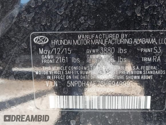 ✅ 2016 Hyundai Elantra SE • VIN: 5NPDH4AE7GH694999 • Lot: 43279009. Listed on IAAI with 39,204 mi. Free auction sales archive from the USA and detailed vehicle history report at DreamBid. Image 9.