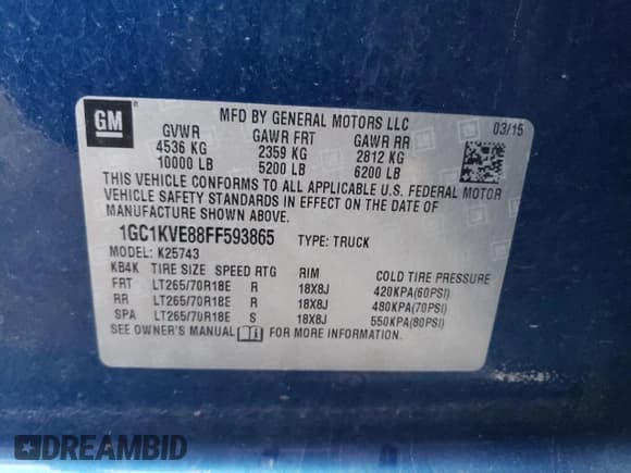 ✅ 2015 Chevrolet Silverado 2500HD LT • VIN: 1GC1KVE88FF593865 • Лот: 87420875. Опубликован ранее на Copart с пробегом Не указан. Бесплатный доступ к архиву аукционных продаж из США и подробный отчёт об истории автомобиля на DreamBid. Изображение 12.