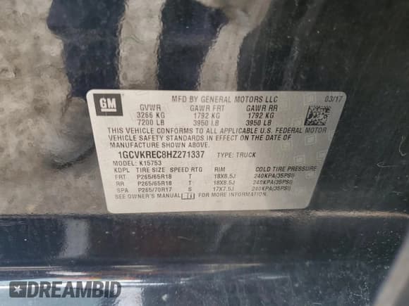 ✅ 2017 Chevrolet Silverado 1500 LT • VIN: 1GCVKREC8HZ271337 • Лот: 74855534. Опубликован ранее на Copart с пробегом Не указан. Бесплатный доступ к архиву аукционных продаж из США и подробный отчёт об истории автомобиля на DreamBid. Изображение 13.