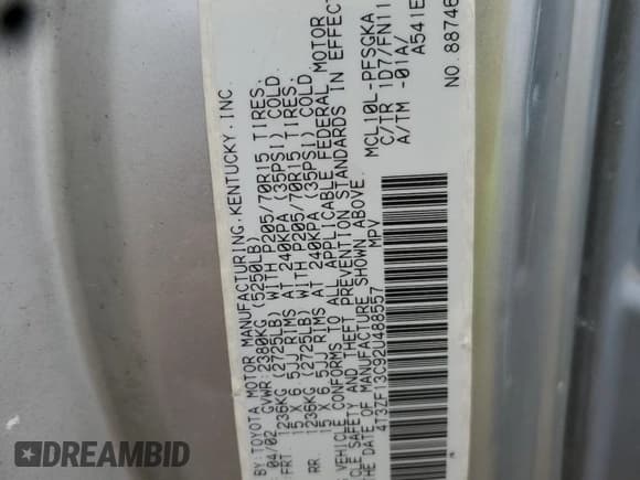 ✅ 2002 Toyota Sienna LE • VIN: 4T3ZF13C92U488557 • Лот: 66809005. Опубликован ранее на Copart с пробегом 193 400 миль. Бесплатный доступ к архиву аукционных продаж из США и подробный отчёт об истории автомобиля на DreamBid. Изображение 12.