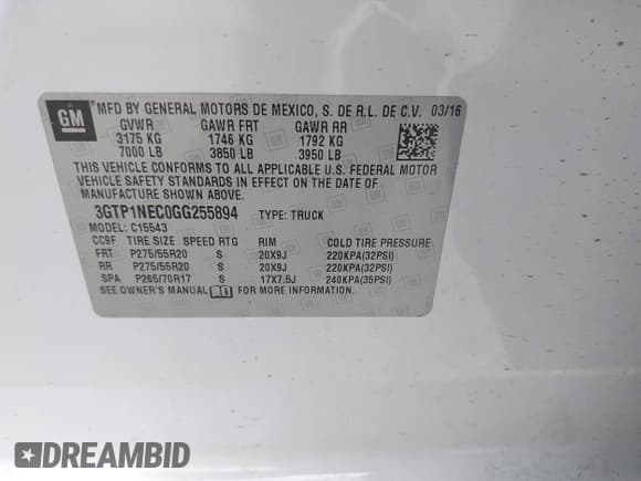 ✅ 2016 GMC Sierra 1500 SLT • VIN: 3GTP1NEC0GG255894 • Lot: 42021443. Listed on IAAI with 222,274 mi. Free auction sales archive from the USA and detailed vehicle history report at DreamBid. Image 9.