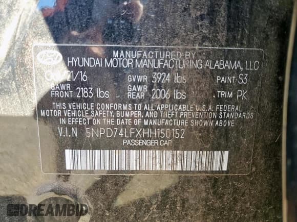 ✅ 2017 Hyundai Elantra SE • VIN: 5NPD74LFXHH150152 • Lot: 90871965. Listed on Copart with 159,194 mi. Free auction sales archive from the USA and detailed vehicle history report at DreamBid. Image 13.