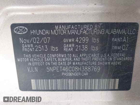 ✅ 2008 Hyundai Sonata GLS • VIN: 5NPET46C08H388769 • Лот: 41423979. Опубликован ранее на IAAI с пробегом 115 914 миль. Бесплатный доступ к архиву аукционных продаж из США и подробный отчёт об истории автомобиля на DreamBid. Изображение 9.