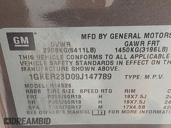 ✅ 2009 GMC Acadia SLT1 • VIN: 1GKER23D09J147789 • Лот: 42882504. Опубликован ранее на IAAI с пробегом 203 880 миль. Бесплатный доступ к архиву аукционных продаж из США и подробный отчёт об истории автомобиля на DreamBid. Изображение 9.