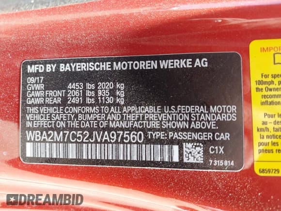 ✅ 2018 BMW 2 Series 230i • VIN: WBA2M7C52JVA97560 • Lot: 42288220. Listed on IAAI with 40,218 mi. Free auction sales archive from the USA and detailed vehicle history report at DreamBid. Image 9.