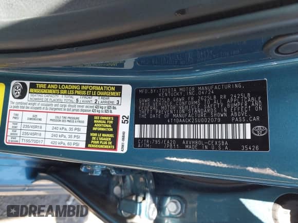 2025 Toyota Camry LE с VIN 4T1DAACK2SU002079, выставлен на аукционе IAAI как лот 42260792 с пробегом 22 899 миль миль и . История ставок и продаж доступна на DreamBid. Изображение 9.