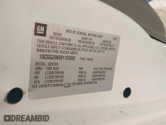 ✅ 2008 Chevrolet City Express Cargo • VIN: 1GCGG29K681120983 • Lot: 43273151. Listed on IAAI with 158,542 mi. Free auction sales archive from the USA and detailed vehicle history report at DreamBid. Image 9.