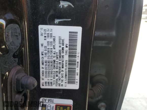 ✅ 2015 Honda CR-V LX • VIN: 5J6RM4H37FL093635 • Lot: 84552495. Listed on Copart with Not provided. Free auction sales archive from the USA and detailed vehicle history report at DreamBid. Image 13.