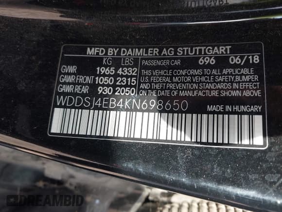✅ 2019 Mercedes-Benz CLA 250 • VIN: WDDSJ4EB4KN698650 • Lot: 43721008. Wystawiony na IAAI z przebiegiem 153 661 mil. Bezpłatny archiwum sprzedaży aukcyjnych z USA i szczegółowy raport historii pojazdu na DreamBid. Zdjęcie 9.