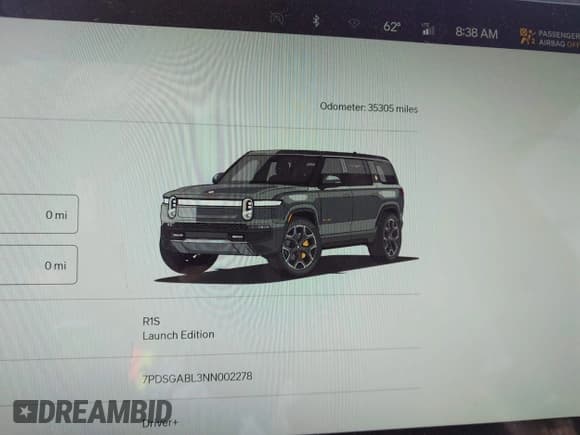 ✅ 2022 Rivian R1S Launch Edition • VIN: 7PDSGABL3NN002278 • Lot: 43645700. Wystawiony na IAAI z przebiegiem 35 305 mil. Bezpłatny archiwum sprzedaży aukcyjnych z USA i szczegółowy raport historii pojazdu na DreamBid. Zdjęcie 7.