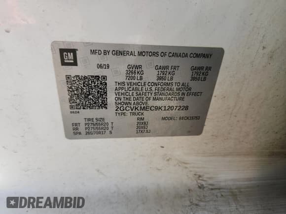 ✅ 2019 Chevrolet Silverado 1500 Custom • VIN: 2GCVKMEC9K1207228 • Лот: 84832215. Опубликован ранее на Copart с пробегом 125 874 миль. Бесплатный доступ к архиву аукционных продаж из США и подробный отчёт об истории автомобиля на DreamBid. Изображение 12.