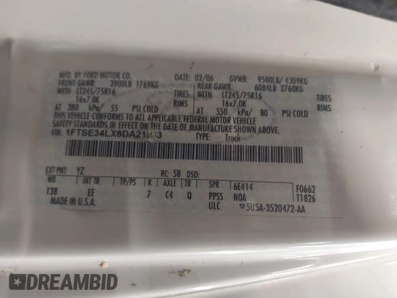 ✅ 2006 Ford Econoline Cargo • VIN: 1FTSE34LX6DA21553 • Lot: 41980604. Listed on IAAI with 285,592 mi. Free auction sales archive from the USA and detailed vehicle history report at DreamBid. Image 9.