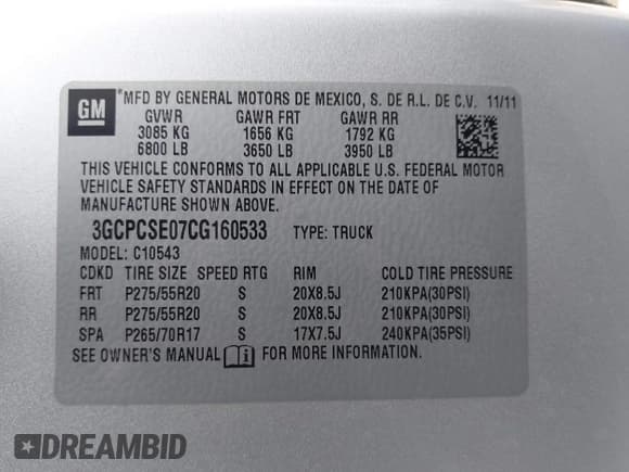 ✅ 2012 Chevrolet Silverado 1500 LT • VIN: 3GCPCSE07CG160533 • Lot: 43318825. Wystawiony na IAAI z przebiegiem 104 234 mil. Bezpłatny archiwum sprzedaży aukcyjnych z USA i szczegółowy raport historii pojazdu na DreamBid. Zdjęcie 9.
