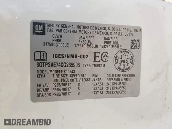 ✅ 2012 GMC Sierra 1500 SLE • VIN: 3GTP2VE74CG235903 • Lot: 43171189. Wystawiony na IAAI z przebiegiem 173 108 mil. Bezpłatny archiwum sprzedaży aukcyjnych z USA i szczegółowy raport historii pojazdu na DreamBid. Zdjęcie 9.