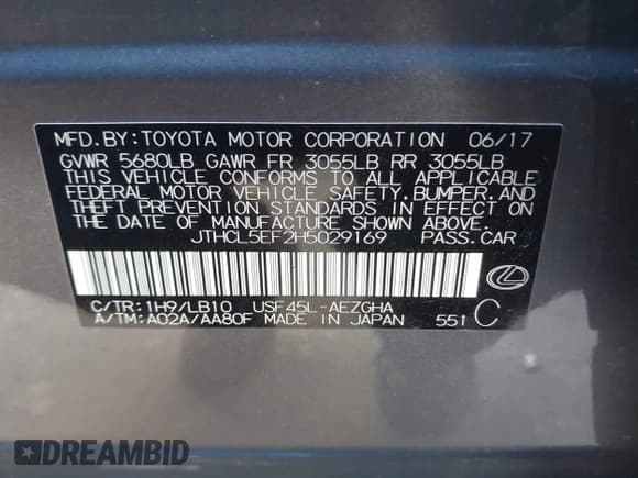 ✅ 2017 Lexus LS 460 • VIN: JTHCL5EF2H5029169 • Lot: 43730235. Listed on IAAI with 67,865 mi. Free auction sales archive from the USA and detailed vehicle history report at DreamBid. Image 9.