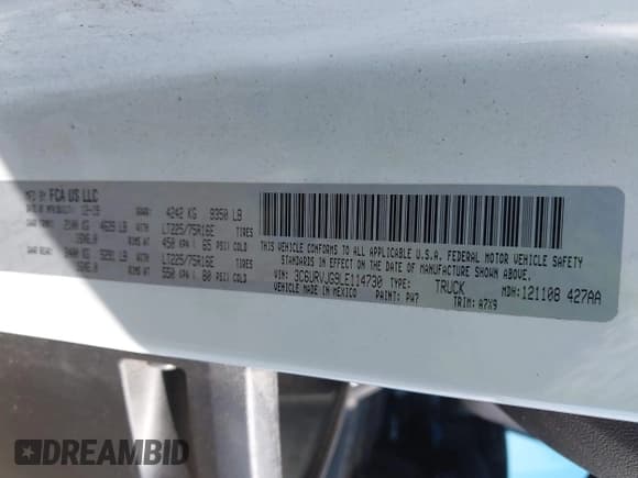 ✅ 2020 Ram ProMaster Cargo • VIN: 3C6URVJG9LE114730 • Lot: 42562769. Listed on IAAI with 343,727 mi. Free auction sales archive from the USA and detailed vehicle history report at DreamBid. Image 9.