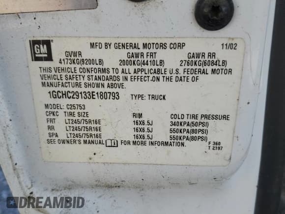 ✅ 2003 Chevrolet Silverado 2500HD LS • VIN: 1GCHC29133E180793 • Лот: 72180174. Опубликован ранее на Copart с пробегом Не указан. Бесплатный доступ к архиву аукционных продаж из США и подробный отчёт об истории автомобиля на DreamBid. Изображение 12.