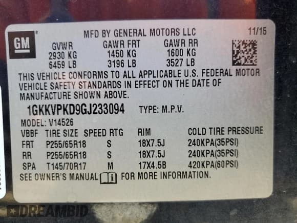 ✅ 2016 GMC Acadia SLE • VIN: 1GKKVPKD9GJ233094 • Лот: 62336815. Опубликован ранее на Copart с пробегом 133 331 миль. Бесплатный доступ к архиву аукционных продаж из США и подробный отчёт об истории автомобиля на DreamBid. Изображение 13.